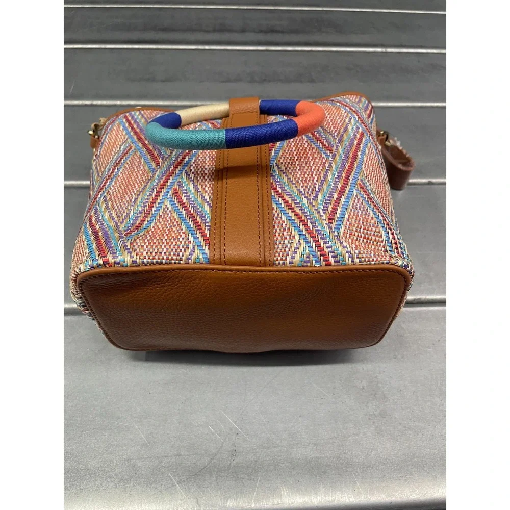Hobo Luna Small Tote Bag Sunset Raffia‎ Hand Bag Shoulder Leather Trim